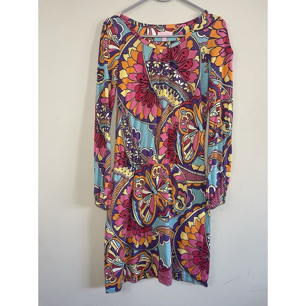 Lilly‎ Pulitzer Women's Optical Confusion Mod 70's Butterfly Dress Size XS